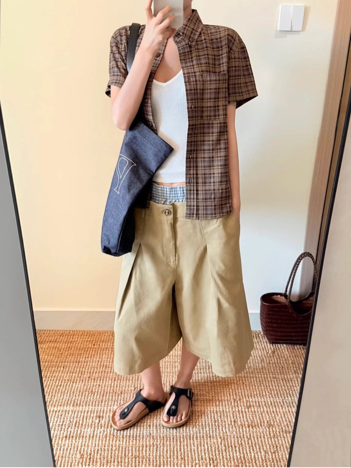 Ins Gale Double Stitched Half Pant