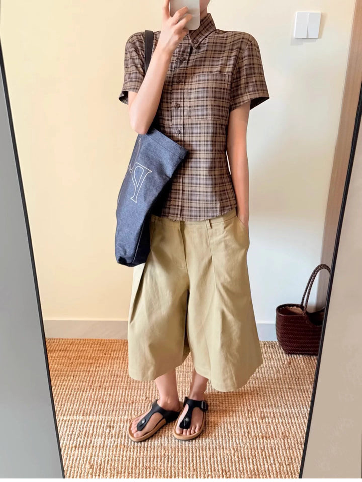 Ins Gale Double Stitched Half Pant