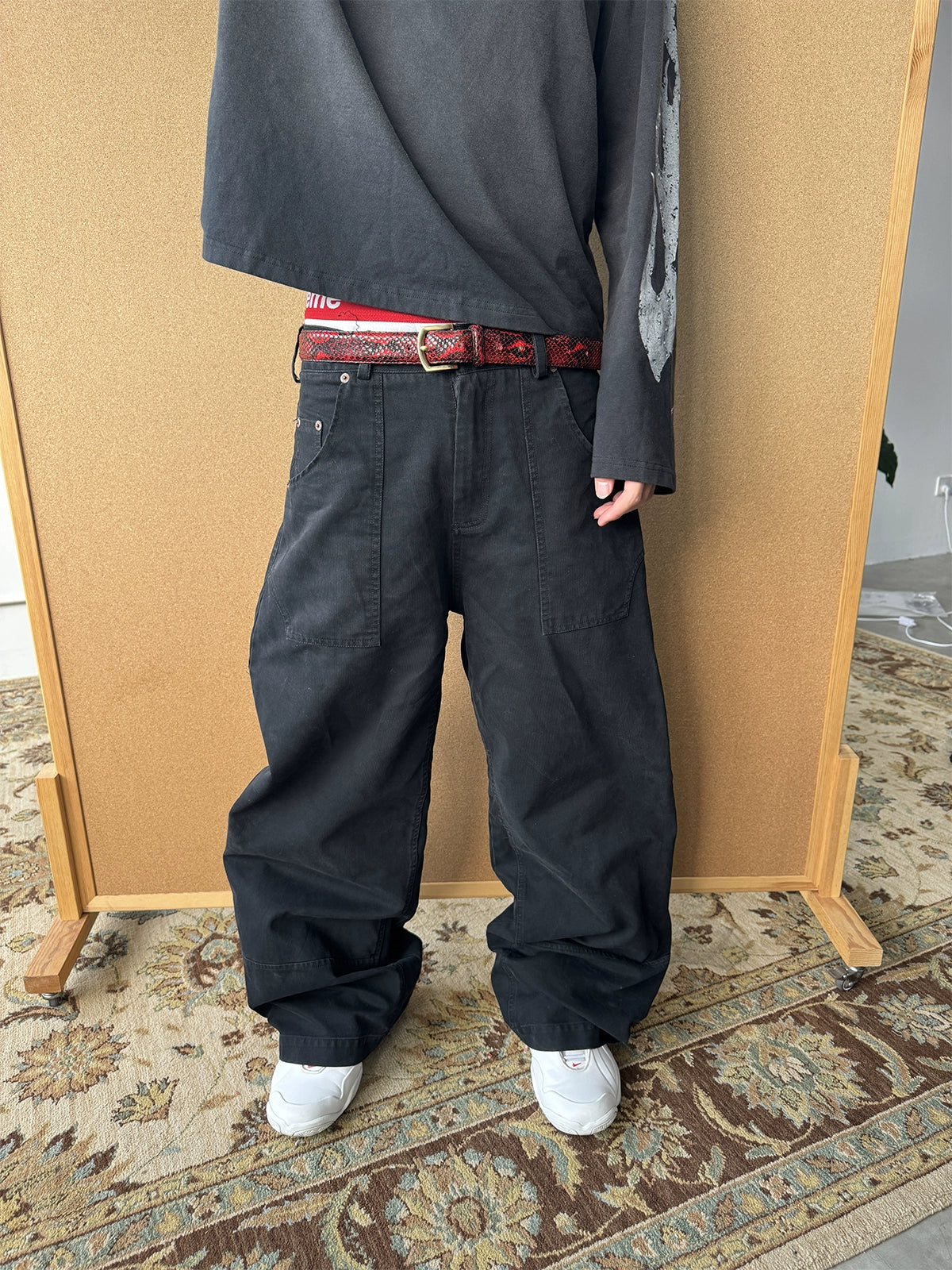 Ins Gale Washed Two Tone Pant