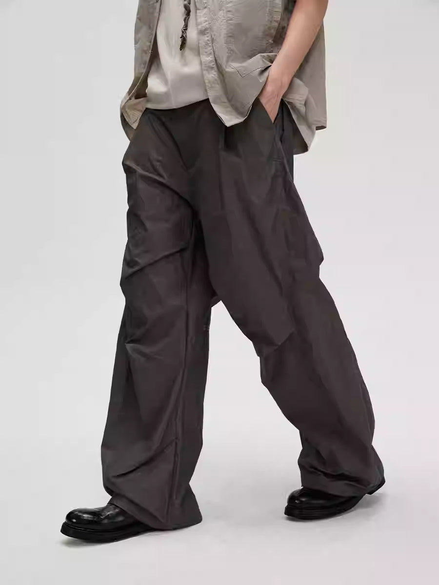 LIMPIDOCULUS Brown Nylon Oversized Pants