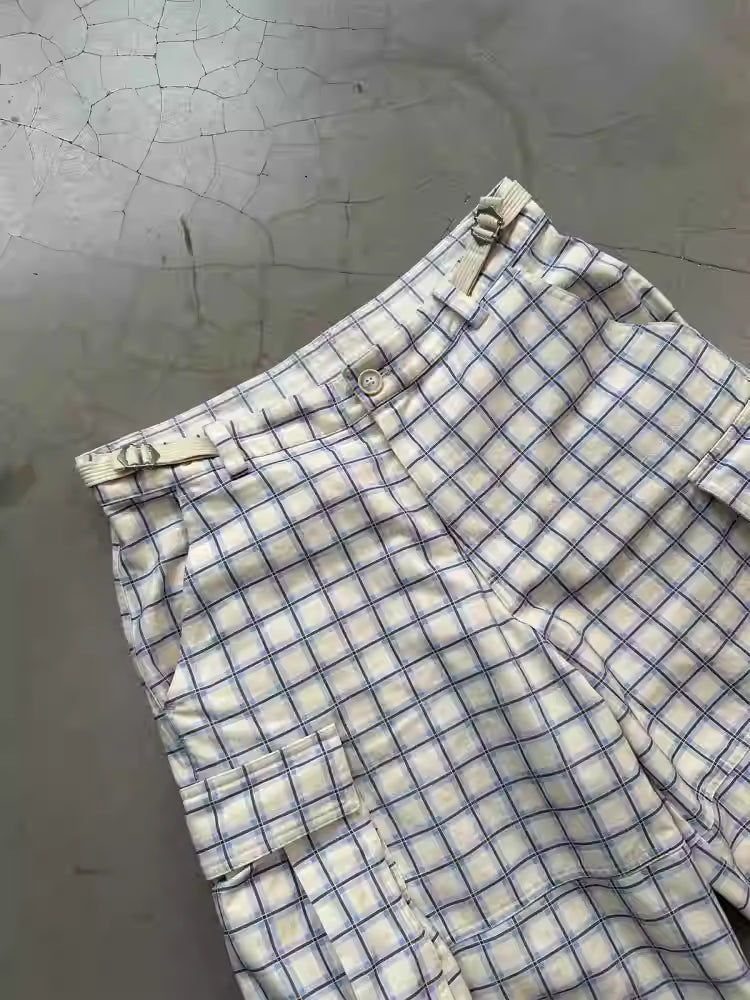 Ins Gale Blue and White Detachable Cargos
