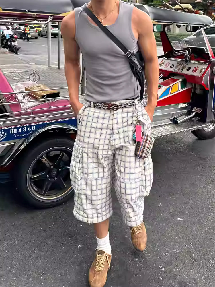 Ins Gale Blue and White Detachable Cargos