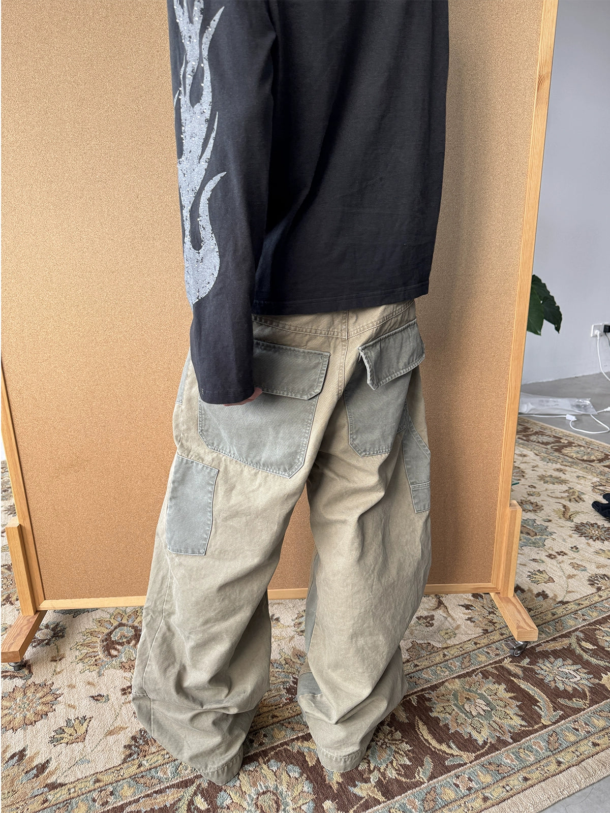 Ins Gale Washed Two Tone Pant