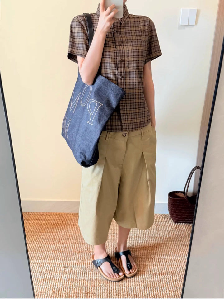 Ins Gale Double Stitched Half Pant