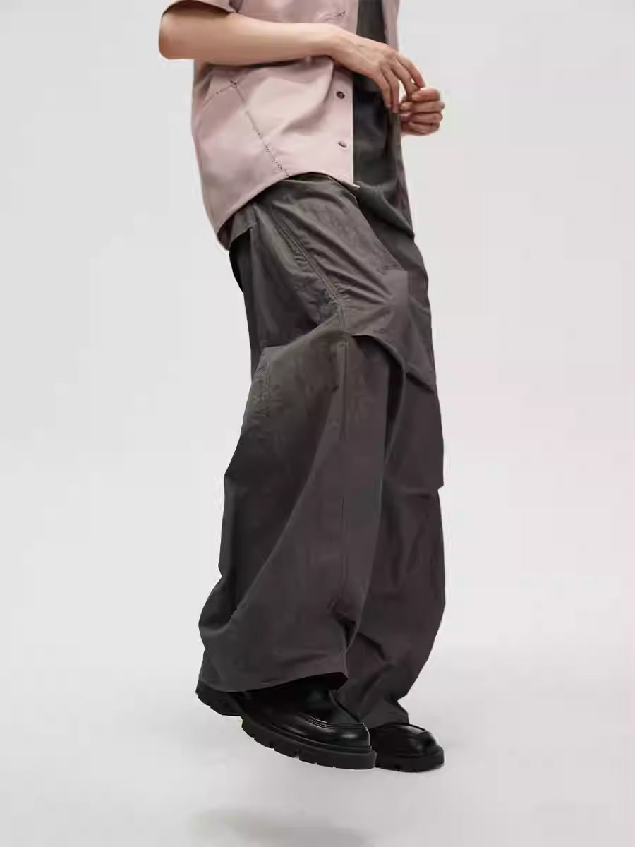 LIMPIDOCULUS Brown Nylon Oversized Pants