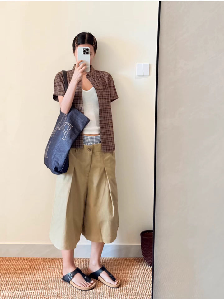 Ins Gale Double Stitched Half Pant