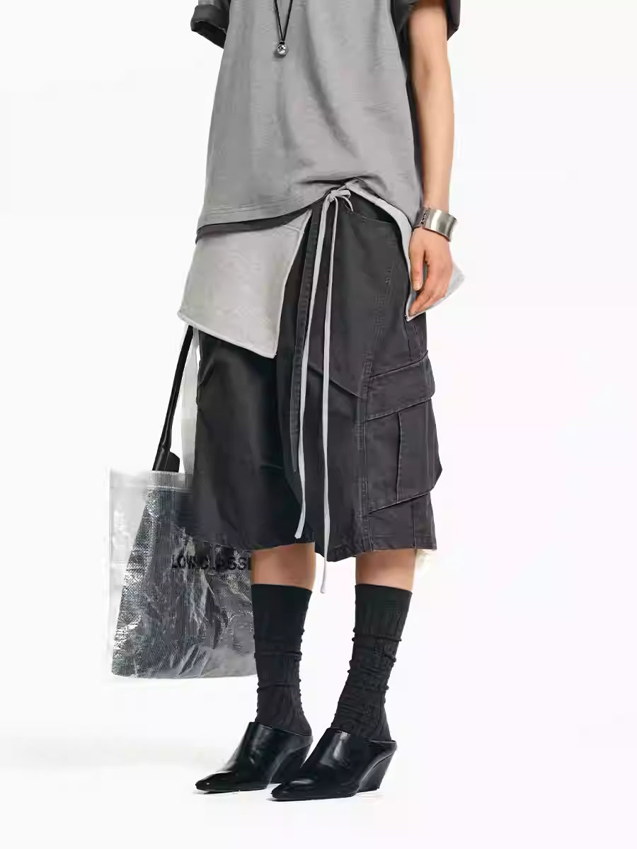 LIMPIDOCULUS Workwear Black Wide Leg Shorts