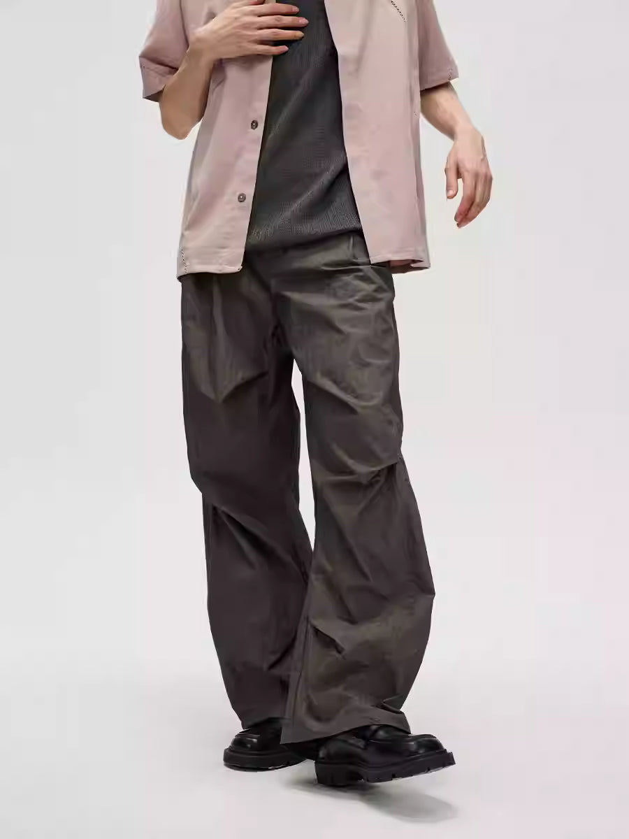 LIMPIDOCULUS Brown Nylon Oversized Pants