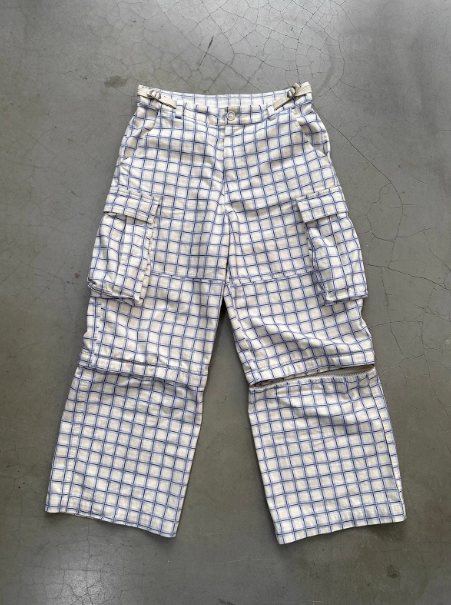 Ins Gale Blue and White Detachable Cargos